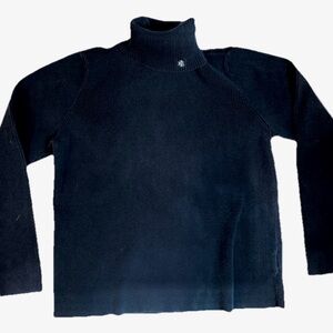 Lauren Ralph Lauren Black Ribbed Turtleneck Sweater 100% Cotton Classic